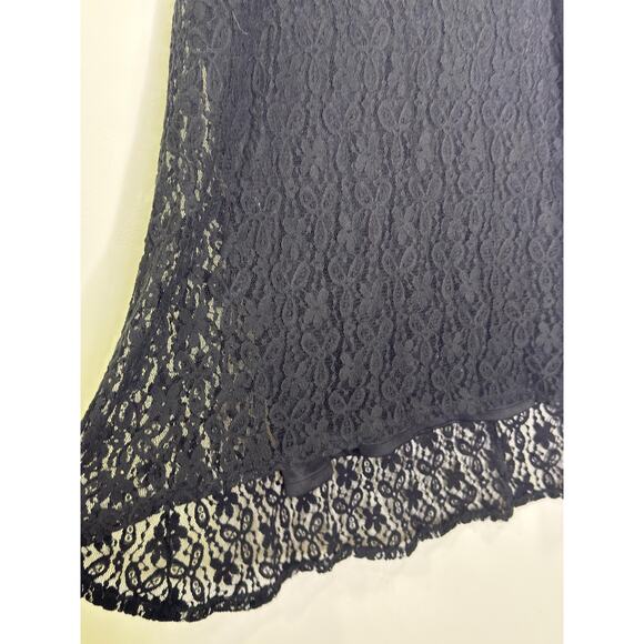 Bobeau Anthropology black skirt size medium lace top layer pull on poly nylon - Picture 7 of 9
